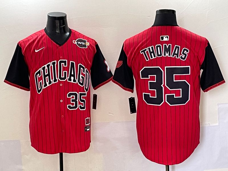 Men 2025 Chicago White Sox #35 Thomas Red Stripe Joint Name Nike MLB Jersey style 38->chicago white sox->MLB Jersey